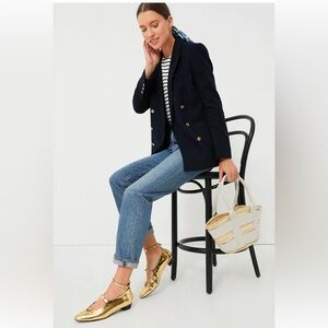 NWT Tuckernuck Diana Double Breasted Blazer Black Gold Button Tone Size XS